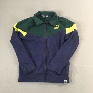 Puma Youth Kids Sweater Blue Green Medium 10/12 Full Zip Activewear Casual #0519